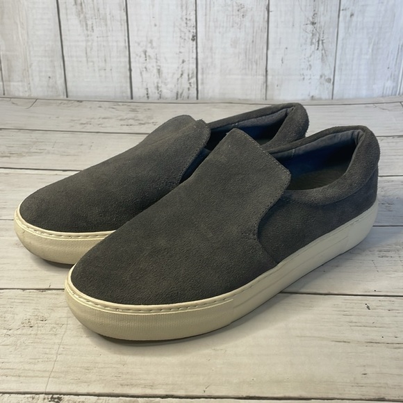 J/Slides NYC Grey Suede Platform Slip On Sneakers - Picture 2 of 10